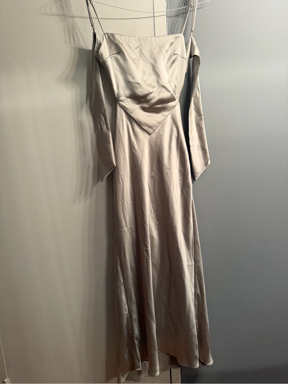 ZARA SATIN WRAP DRESS LIGHT GRAY - Picture 7 of 8